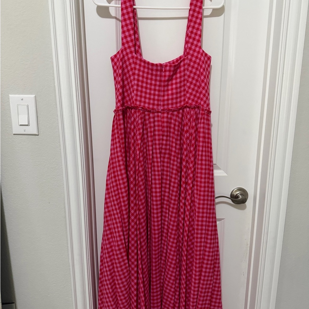 Lela Rose Cherry Gingham Square Neck Midi Dress, Size 10, NWT - Picture 4 of 6